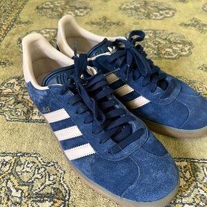 SOLD OUT - Adidas Originals - Blue Suede, Blush Trim Gazelles